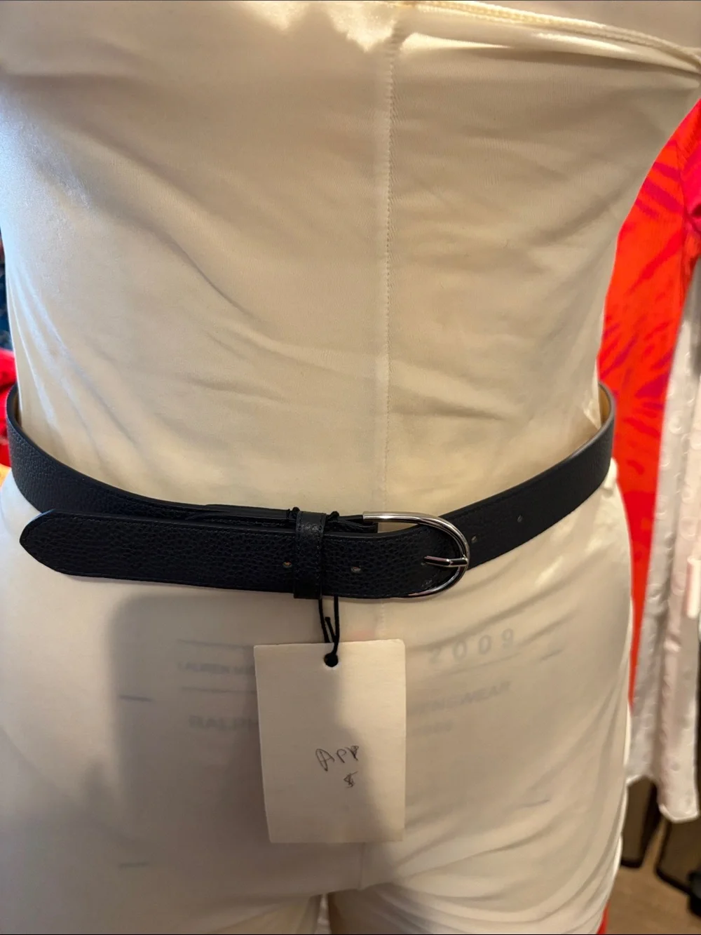 Talbots Black Pebbled Leather Belt with Silver Buckle